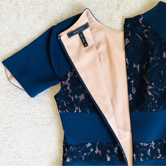 BGBG MaxAzria Lace CutOut Navy & Cream Trish Dress Size 6 - Picture 11 of 13